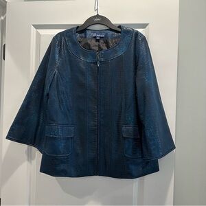 Susan Graver Shimmering Blue Animal Print Jacket